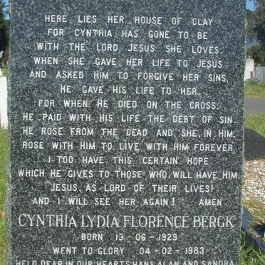 BERGK Cynthia Lydia Florence 1929-1983