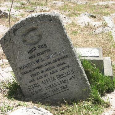 BINNEMAN Sophia Aletta nee LUKAS 1897-1967 :: BINNEMAN Martha W.G. 1940-1952 