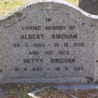 BINGHAM Albert 1882-1936 &amp; Hetty 1886-1986