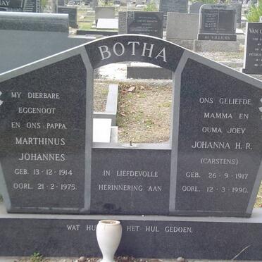 BOTHA Marthinus Johannes 1914-1975 &amp; Johanna H.R. CARSTENS 1917-1990