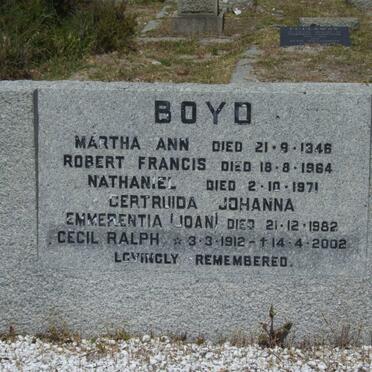 BOYD Cecil Ralph 1912-2002 :: BOYD Martha Ann -1946 :: BOYD Robert Francis -1964 :: BOYD Nathaniel -1971
