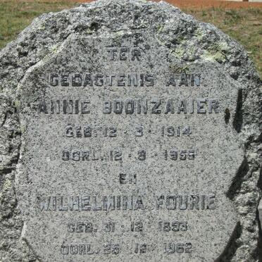BOONZAAIER Annie 1914-1955 :: FOURIE Wilhelmina 1893-1962