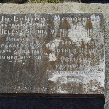 BOSWELL Helena Sophia -1954 :: ORCHARD Arthur Henry -1955