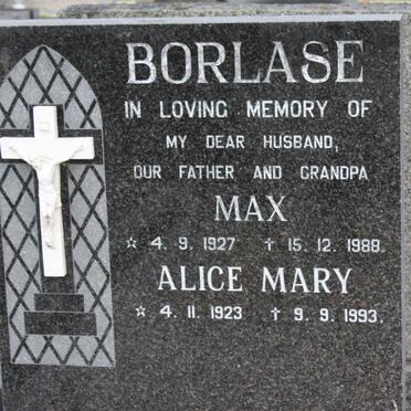 BORLASE Max 1927-1988 &amp; Alice Mary 1923-1993