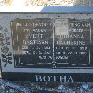 BOTHA Evert Bastiaan 1894-1947 &amp; Johanna Catherine 1896-1980