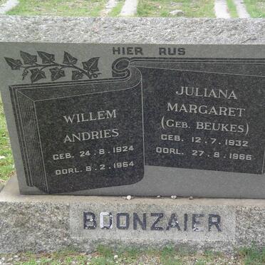 BOONZAIER Willem Andries 1924-1964 &amp; Juliana Margaret BEUKES 1932-1966