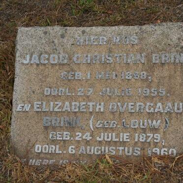BRINK Jacob Christian 1868-1955 &amp; Elizabeth Overgaauw LOUW 1879-1960
