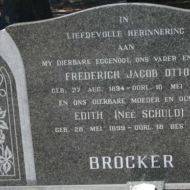 BRÖCKER Frederich Jacob Otto 1894-1970 &amp; Edith SCHULD 1899-1974
