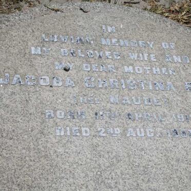 BURT Jacoba Christina nee NAUDE 1912-1952