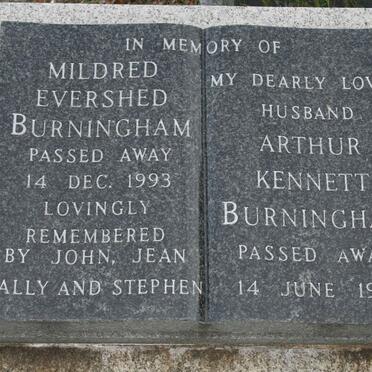 BURNINGHAM Arthur Kennett -1981 &amp; Mildred Evershed -1993