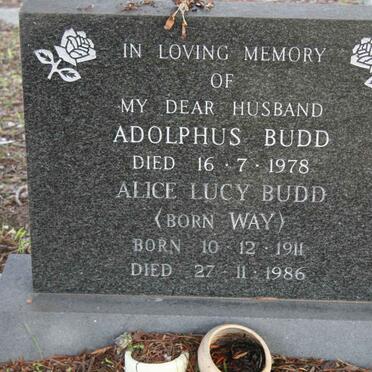 BUDD Adolphus -1978 &amp; Alice Lucy WAY 1911-1986