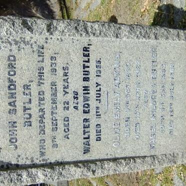 BUTLER John Sanford -1938 :: BUTLER Walter Edwin -1955 :: ADKINS Olive Emily 1880-1962 :: BUTLER Mabel Mildred 1883-1962