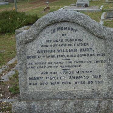 BURT Arthur William 1867-1939 &amp; Mary Coates Shanks -1958