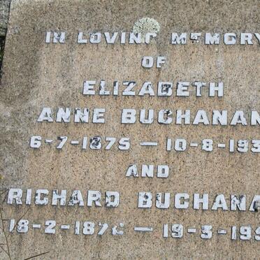 BUCHANAN Richard 1870-1956 &amp; Elizabeth Anne 1875-1931