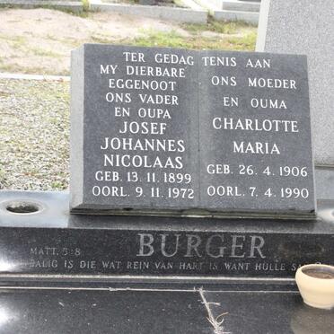 BURGER Josef Johannes Nicolaas 1899-1972 &amp; Charlotte Maria 1906-1990