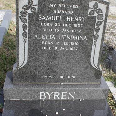 BYREN Samuel Henry 1907-1972 &amp; Aletta Hendrina 1910-1987
