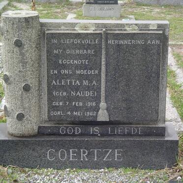 COERTZE Aletta M.A. nee NAUDE 1916-1962