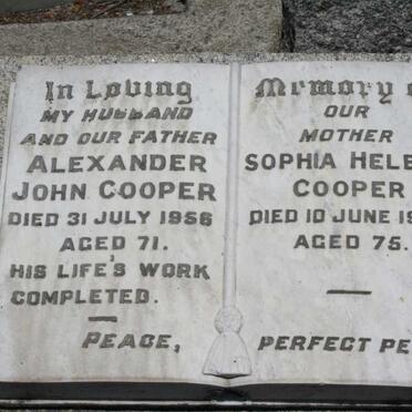 COOPER Alexander John -1956 &amp; Sophia Helena -1967