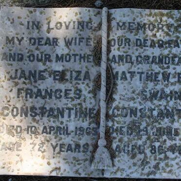 CONSTANTINE Matthew Eric Swain -1980 &amp; Jane Eliza Frances -1963