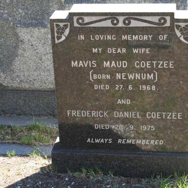 COETZEE Frederick Daniel -1975 &amp; Mavis Maud NEWNUM -1968