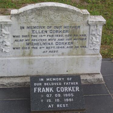 CORKER Frank 1905-1991 &amp; Ellen -1932 :: CORKER Wilhelmina -1946