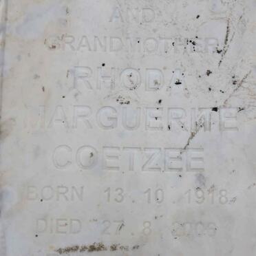 COETZEE Raymond Claude 1916-1974 &amp; Rhoda Marguerite 1918-2006