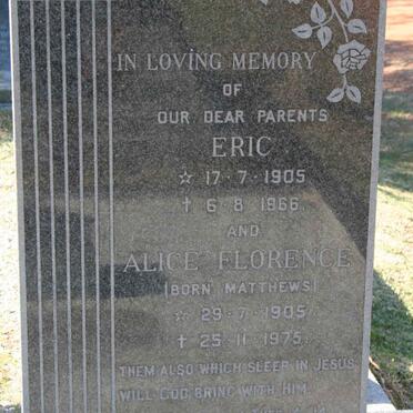 CALLANAN Eric 1905-1966 &amp; Alice Florence 1905-1975