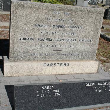 CARSTENS Michiel Hendrik Cornelis 1885-1958 &amp; Adriana Johanna Francinetta COETZEE 1890-1957