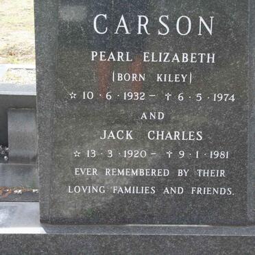 CARSON Jack Charles 1920-1981 &amp; Pearl Elizabeth KILEY 1932-1974
