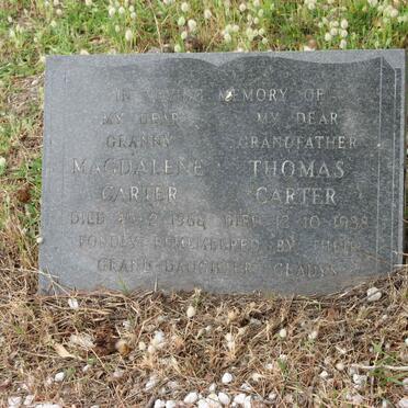 CARTER Thomas -1988 &amp; Magdalene -1968