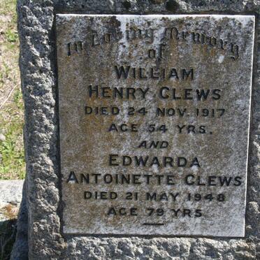 CLEWS William Henry -1917 &amp; Edwarda Antoinette -1948