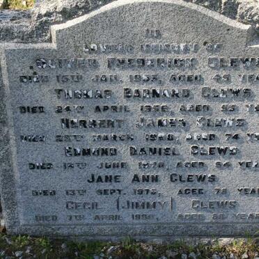 CLEWS Oliver Frederick -1953 :: CLEWS Thomas Barnard -1956 :: CLEWS Herbert James -1968