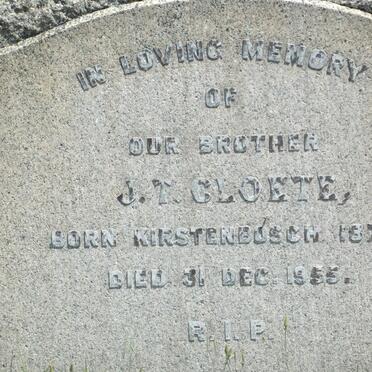 CLOETE J.T. 1879-1955