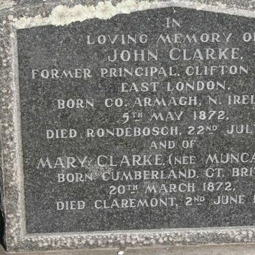 CLARKE John 1872-1954 &amp; Mary MUNCASTER 1872-1966