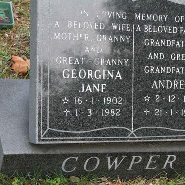 COWPER  Andrew 1901-1994 &amp; Georgina Jane 1902-1982