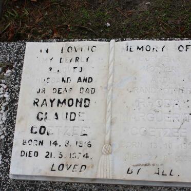 COETZEE Raymond Claude 1916-1974 &amp; Rhoda Marguerite 1918-2006