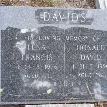 DAVIDS Donald David -1990 &amp; Lena Francis -1976