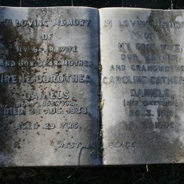 DANIELS Irene Dorothea nee LODEWYKS -1938 :: DANIELS Caroline Catherine  nee MATTHEE 1916-1992