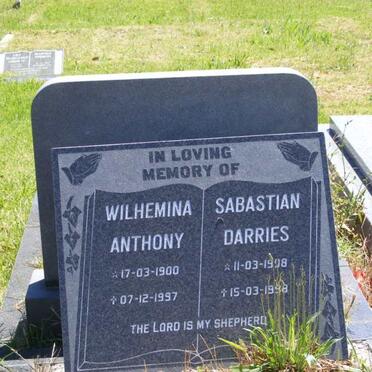 DARRIES Sabastian 1898-1998 &amp; Wilhelmina Anthony 1900-1997