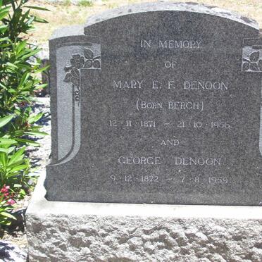 DENOON George 1872-1959 &amp; Mary E.F. BERGH 1871-1956
