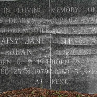 DEAN John David Thomas 1906-1986 &amp; Daisy Jane 1911-1979