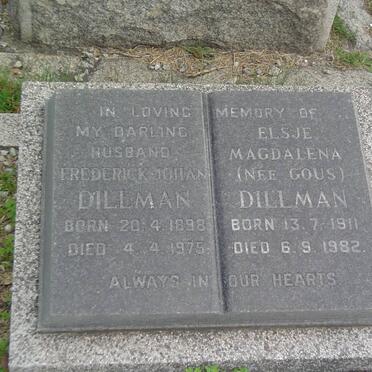 DILLMAN Frederick Johan 1898-1975 &amp; Elsje Magdalena GOUS 1911-1982