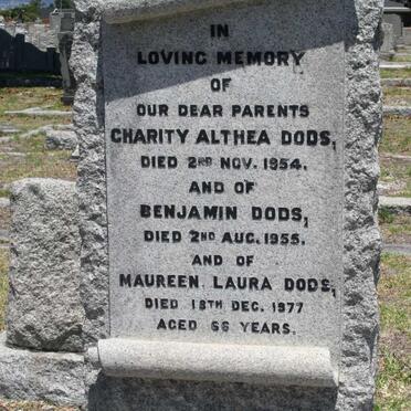 DODS Benjamin -1955 &amp; Charity Althea -1954 :: DODS Maureen Laura -1977