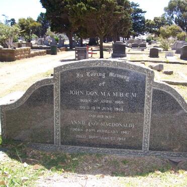DON John 1868-1955 &amp; Annie MACDONALD 1867-1955