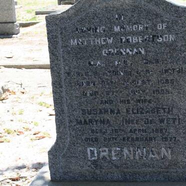 DRENNAN Matthew Robertson 1895-19?5 &amp; Susanna Elizabeth Maryna DE WET 1887-1977