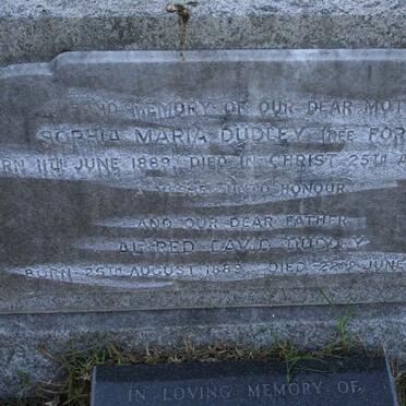 DUDLEY Alfred David 1889-1970 &amp; Sophia Maria FORD 1889-1952 :: DUDLEY Herbert Arthur 1912-1977