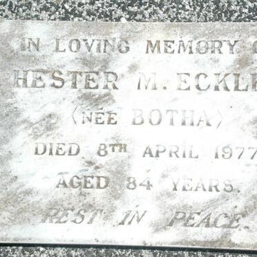 ECKLEY Hester M. nee BOTHA -1977