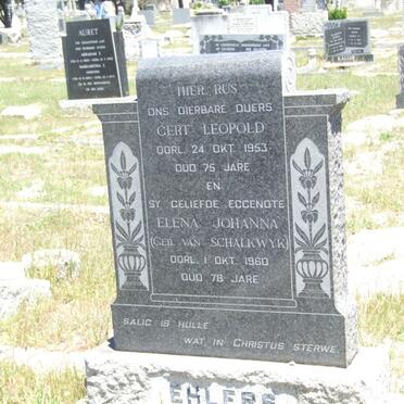 EHLERS Gert Leopold -1953 &amp; Elena Johanna VAN SCHALKWYK -1960