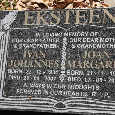 EKSTEEN Ivan Johannes 1934-2007 &amp; Joan Margaret 1935-2010