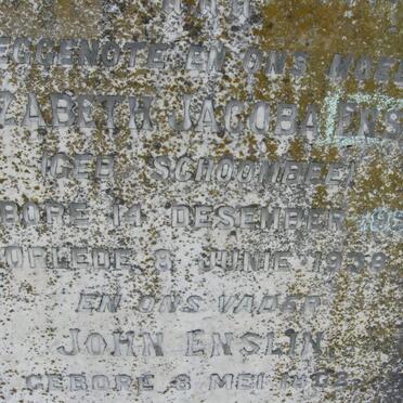 ENSLIN John 1852-1946 &amp; Elizabeth Jacoba SCHOOMBEE 1859-1938